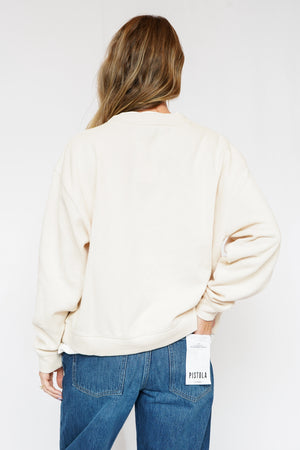 Layered Crewneck Sweatshirt in Cream