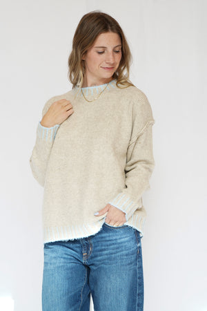 Oversized Stitching Oatmeal Sweater