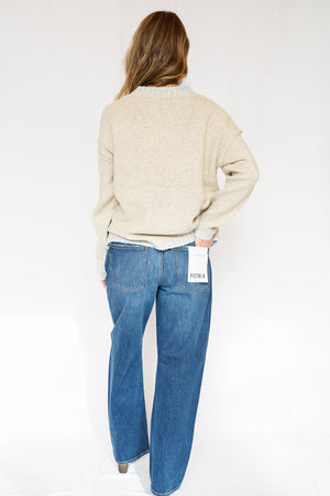 Oversized Stitching Oatmeal Sweater