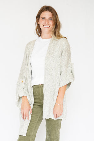 Kenzie Knit Folded Quarter Sleeve Open Front Cardigan