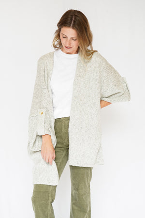 Kenzie Knit Folded Quarter Sleeve Open Front Cardigan