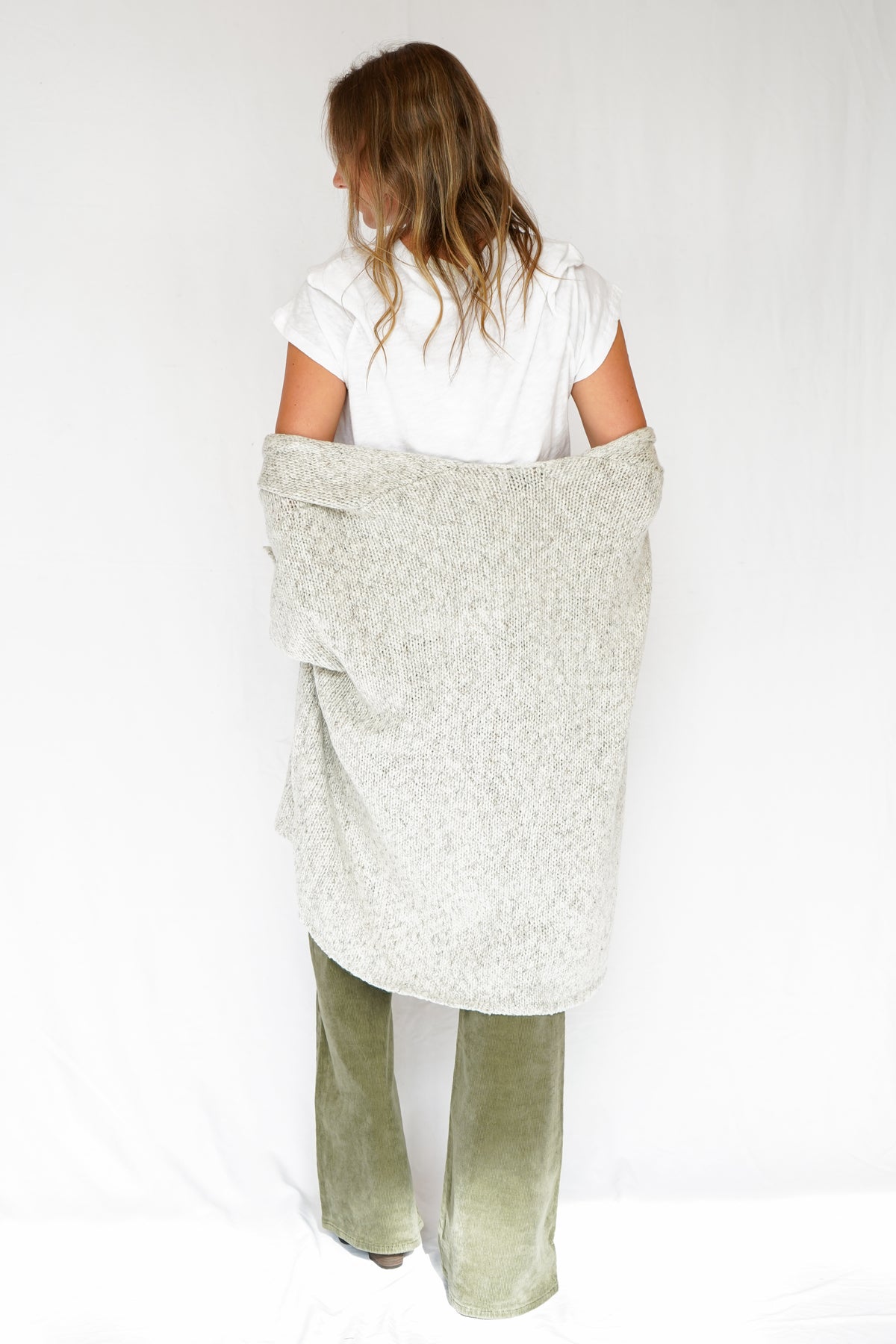 Kenzie Knit Folded Quarter Sleeve Open Front Cardigan