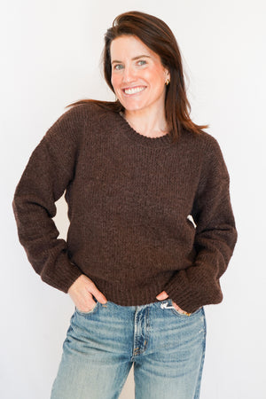 Bella Dahl Drop Shoulder Sweater in Dark Chestnut