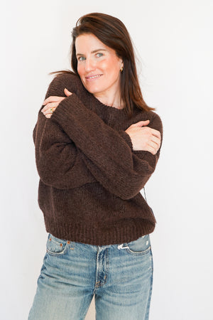 Bella Dahl Drop Shoulder Sweater in Dark Chestnut
