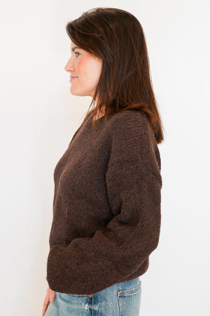 Bella Dahl Drop Shoulder Sweater in Dark Chestnut