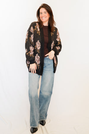 Rosette Cardigan in Black
