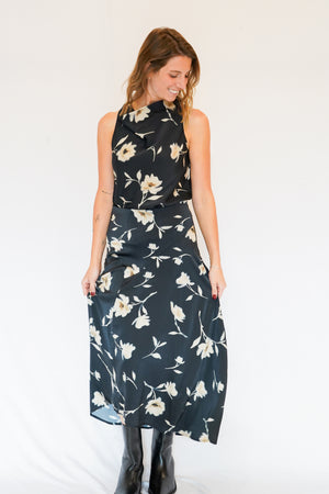 Lewinae Floral Skirt in Black