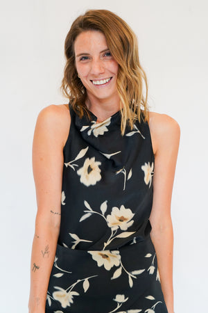Lewinae Floral Top in Black