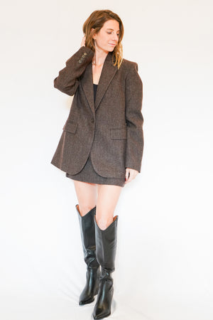 Perrin Wool Blend Mini Skirt in Brown