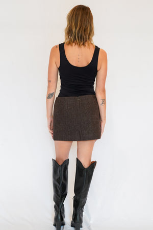 Perrin Wool Blend Mini Skirt in Brown