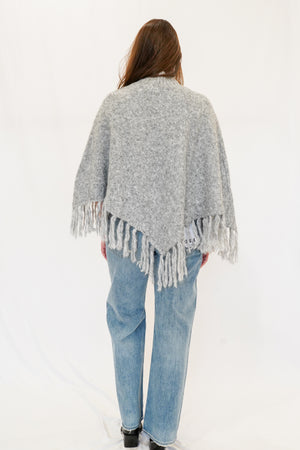 Montana Fringe Poncho in Grey