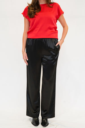 Mickey Satin Pants in Black