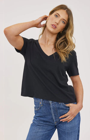 Lucy V-Neck Tee in Grey
