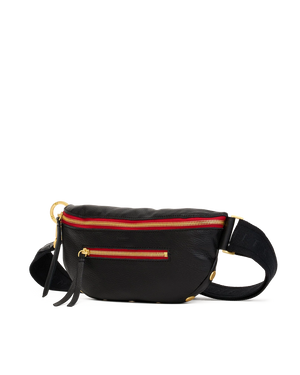 Charles Mediumv Crossbody Black/Brushed Gold Red Zip