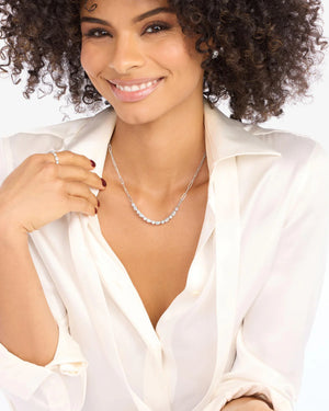 Melinda Maria Isla Samantha Silver Tennis Necklace