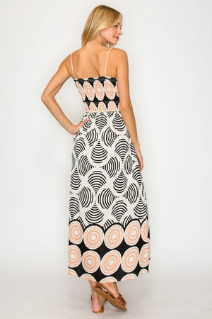 Santorini Smock Midi Dress in Midnight Shell