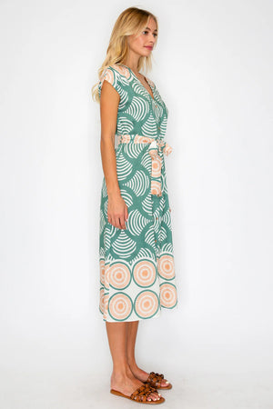 Santorini Button Down Dress in Olive Shell