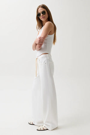 Pistola Jadyn with Draw Cord Low Slung Palazzo in Optic White