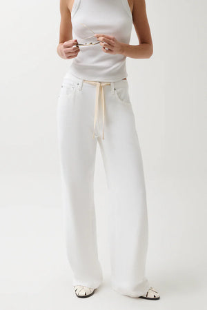 Pistola Jadyn with Draw Cord Low Slung Palazzo in Optic White