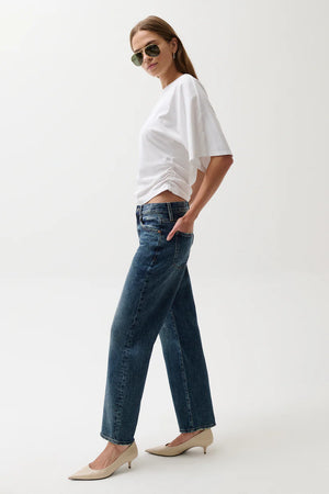 Pistola Lexi Mid Rise Bowed Straight Jean in Artisan