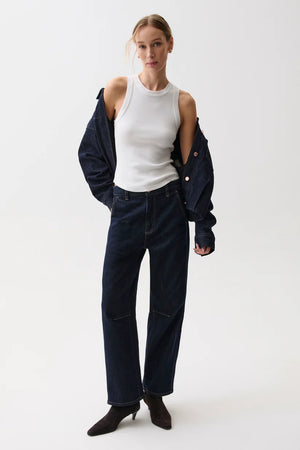 Pistola Beau Seamed Crescent Raw Hem Jean in Nightfall