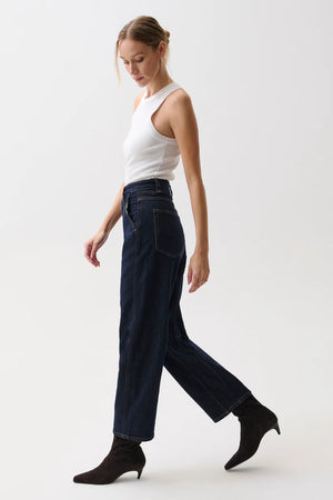 Pistola Beau Seamed Crescent Raw Hem Jean in Nightfall