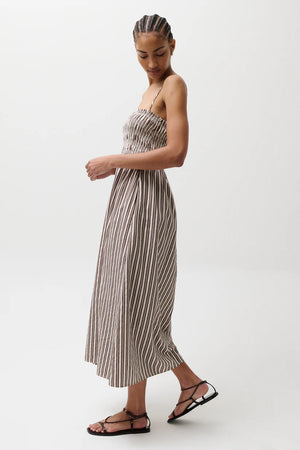 Pistola Bianca Shirred Bodice Dress in Java Stripe