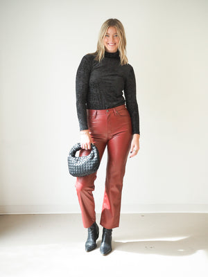 Pistola Faux Leather Cassie Pant in Carmine Red