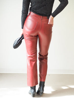 Pistola Faux Leather Cassie Pant in Carmine Red