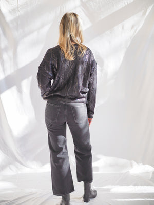 Metallic Black Crewneck Sweater