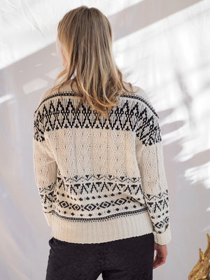 Printed Cable Knit Sweater