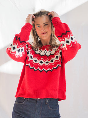 Z Supply Adornment Festive Sweater in Red