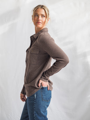 Cassian Button Down Shirt in Brown