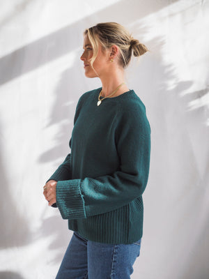 Round Neck Wide Sleeve With Folded Cuff Sweater