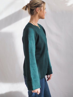Round Neck Wide Sleeve With Folded Cuff Sweater