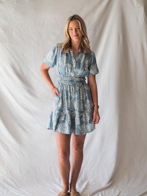 Stilla Dress in Palm Leaf Blue
