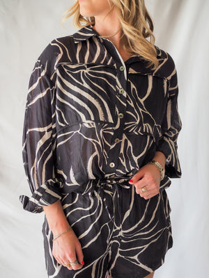Aude Black Print Linen Shirt
