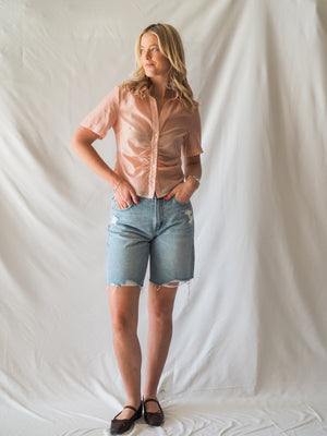 Lola Sheer Button up Top in Pink