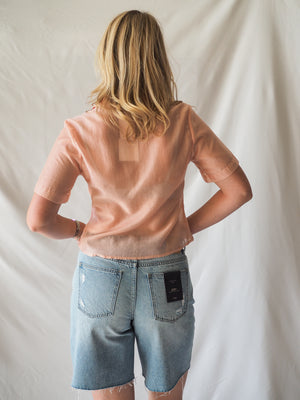 Lola Sheer Button up Top in Pink