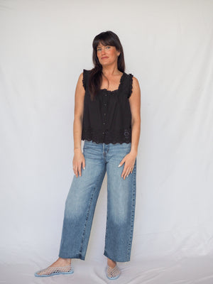 Rosabel Eyelet Tank in Black