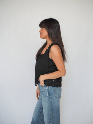 Rosabel Eyelet Tank in Black