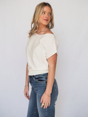 Boatneck Cap Sleeve Sweater Top