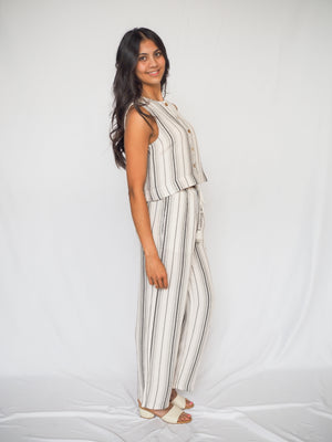 Bella Dahl Tassel Cord Drawstring Crop Pants in Boardwalk Stripe