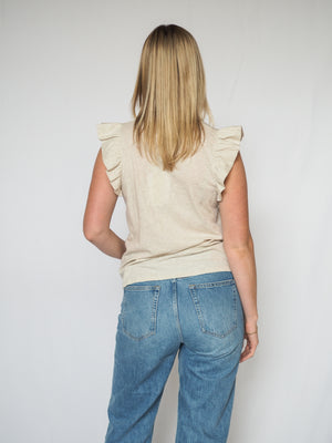 NATION Paulette Tank Oatmeal Ruffle Tank