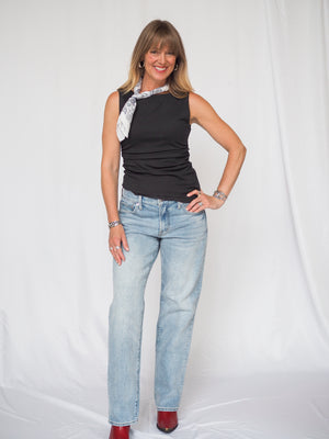 Knit Layered Sleeveless Black Top