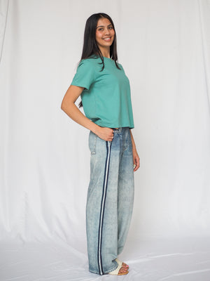 Faux Jean Track Pant in Blue