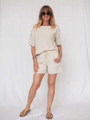 Juno Linen Shorts in Beige