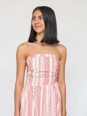 Santorini Tube Midi Dress in Crimson Weave