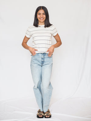 Asher Tee in White Black Stripe