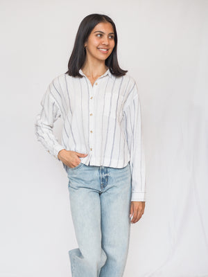 Madelyn Shirt in White Blue Stripe